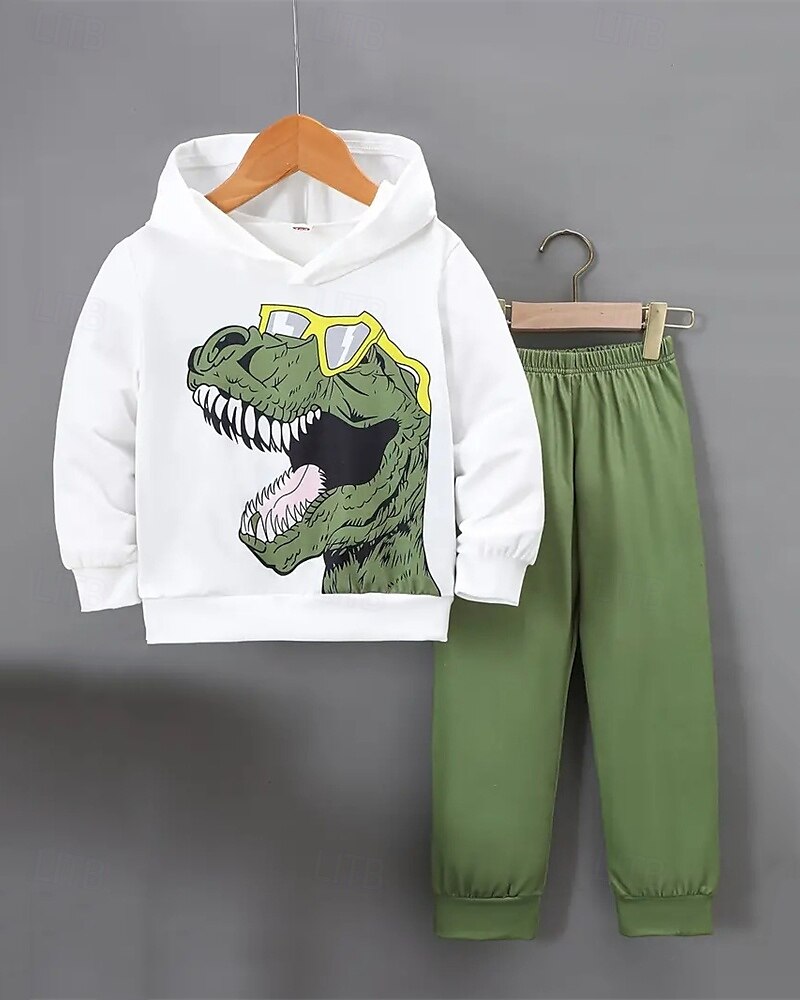 Gutt 3D Grafisk Dinosaur Hettegenser og joggebuksesett Treningsdrakt Treningsdresser Langermet Vår Høst Daglig Grunnleggende Fritid Barn 4-12 år Med hette utendørs Feriereise Sport Skreddersydd 2025 - $26.99 –P5