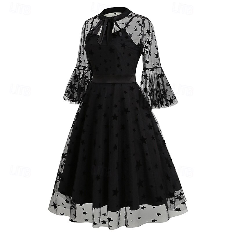 Elegantní Retro 50. léta Šaty Maškarní Výšivka Květiny Dámské Karneval Nový rok Plesová maškaráda Běžné / Denní loučení se svobodou nevěsty Dospělé Šaty 2025 - $48.99 –P19