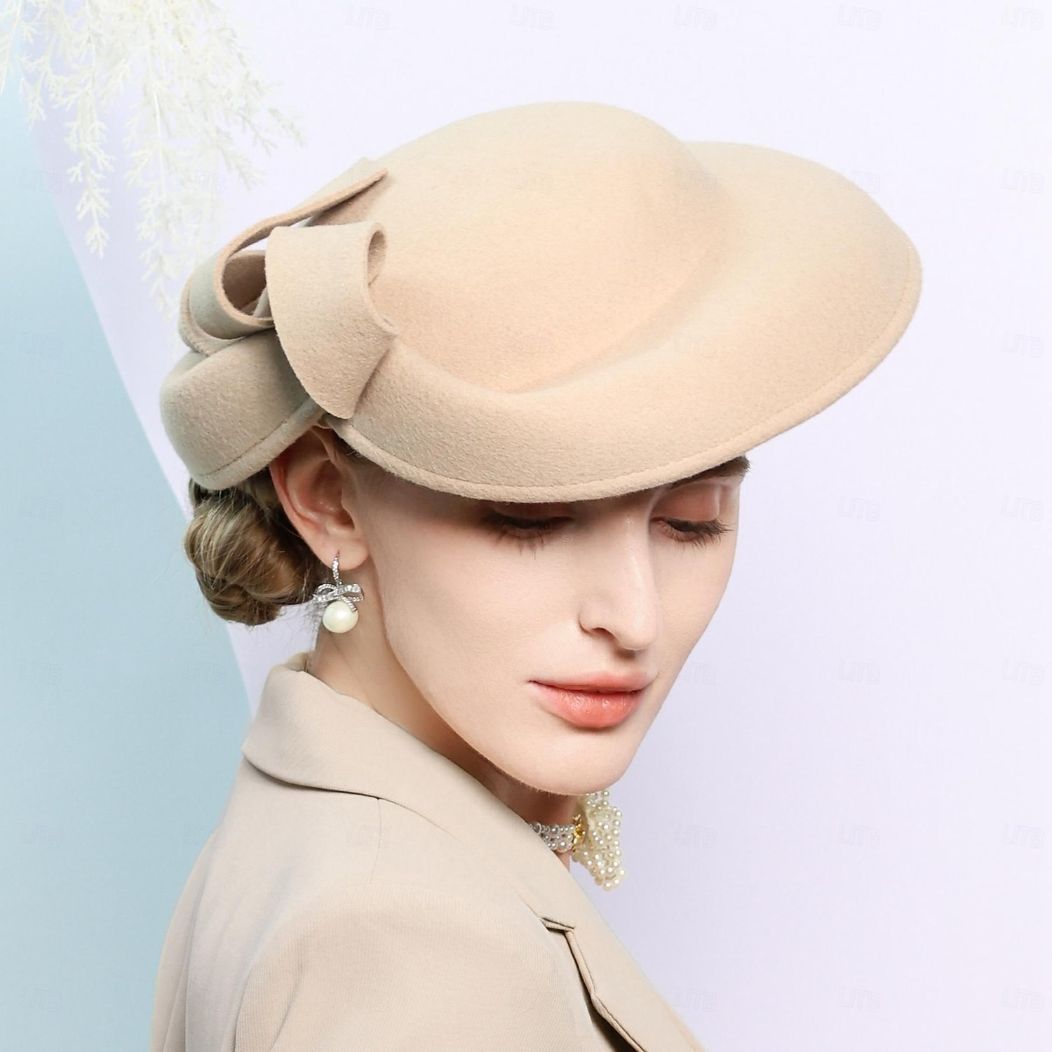 hattar 100 % ull fedora hatt fat hatt bröllop tefest elegant bröllop med pilbåge skarvning huvudbonader huvudbonader 2025 - $46.99 –P1