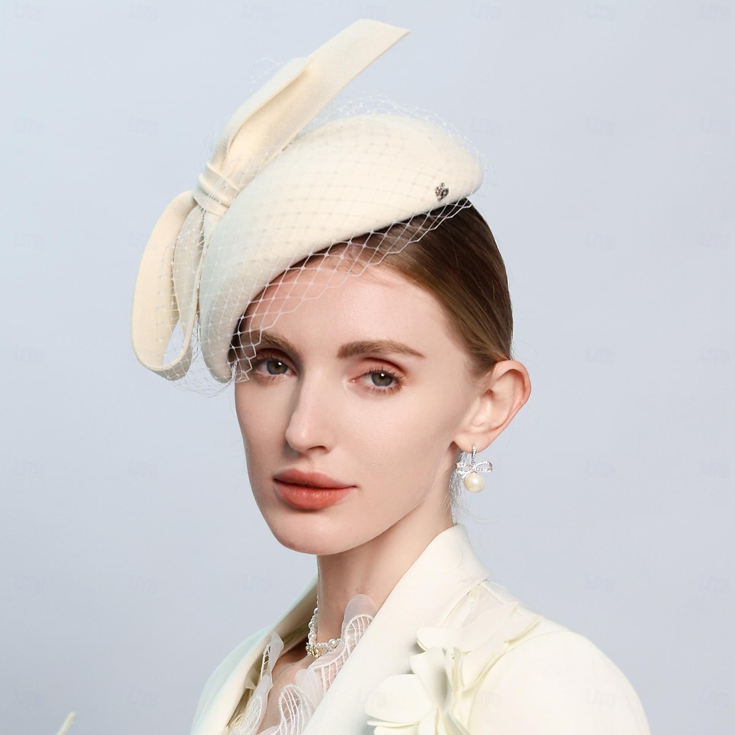 hatter 100% ull beret lue tallerken lue bryllup teselskap elegant bryllup med sløyfe hodeplagg i ren farge hodeplagg 2025 - $65.99 –P5