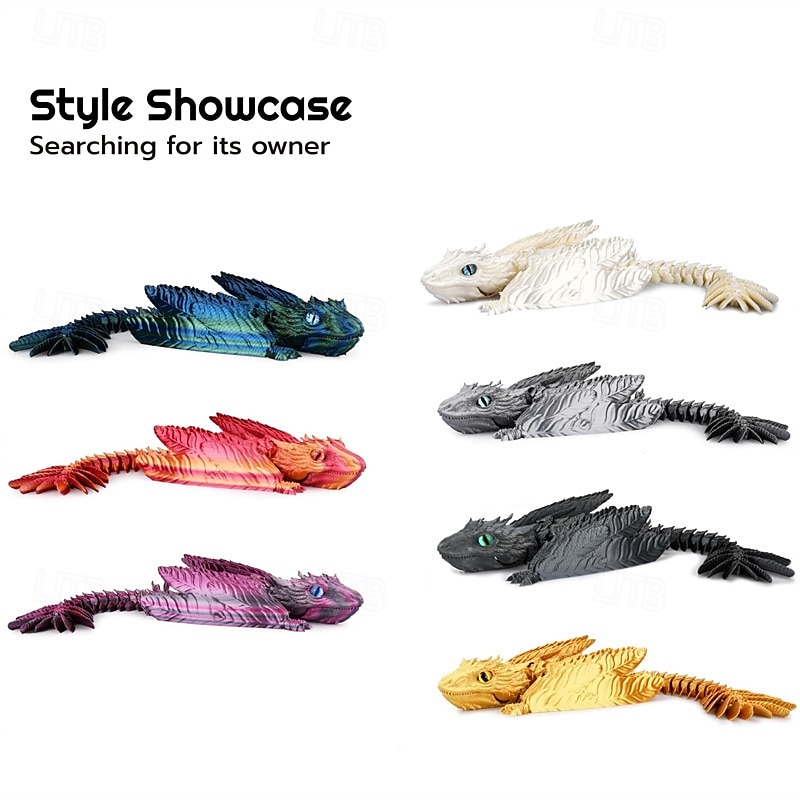 Feathered Wyvern Dragon 3D Printed Dragon Articulated Dragon Fidget Dragon 3D Printed Toys Desktop Pet 2025 - $24.99 –P7