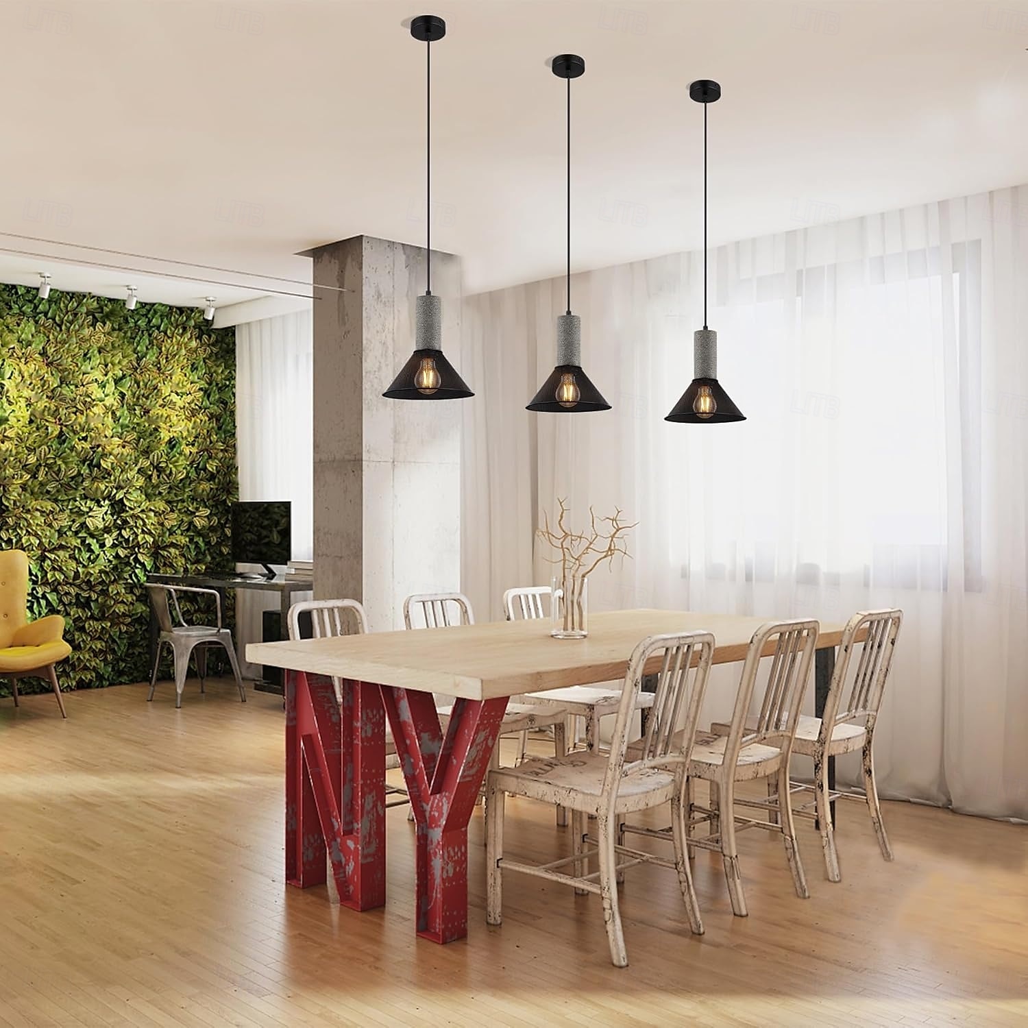 lampada a sospensione in cemento paralume in rete metallica lampada a sospensione industriale moderna in cemento 110-240v del 2025 a $76.99 –P5