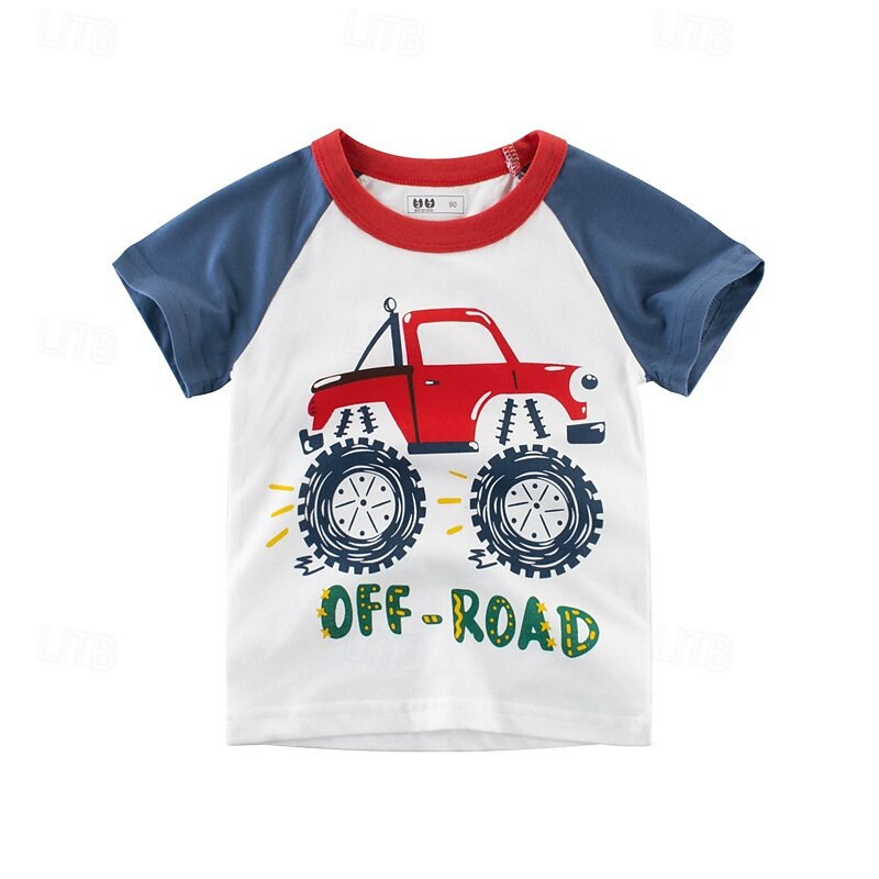 Multi Packs 2pcs Boys Crew Neck Short Sleeves Red Blue T Shirt Tee Top Print Graphic Vacation Daily Wear 100% Cotton Spring & Summer 2025 - $15.99 –P2