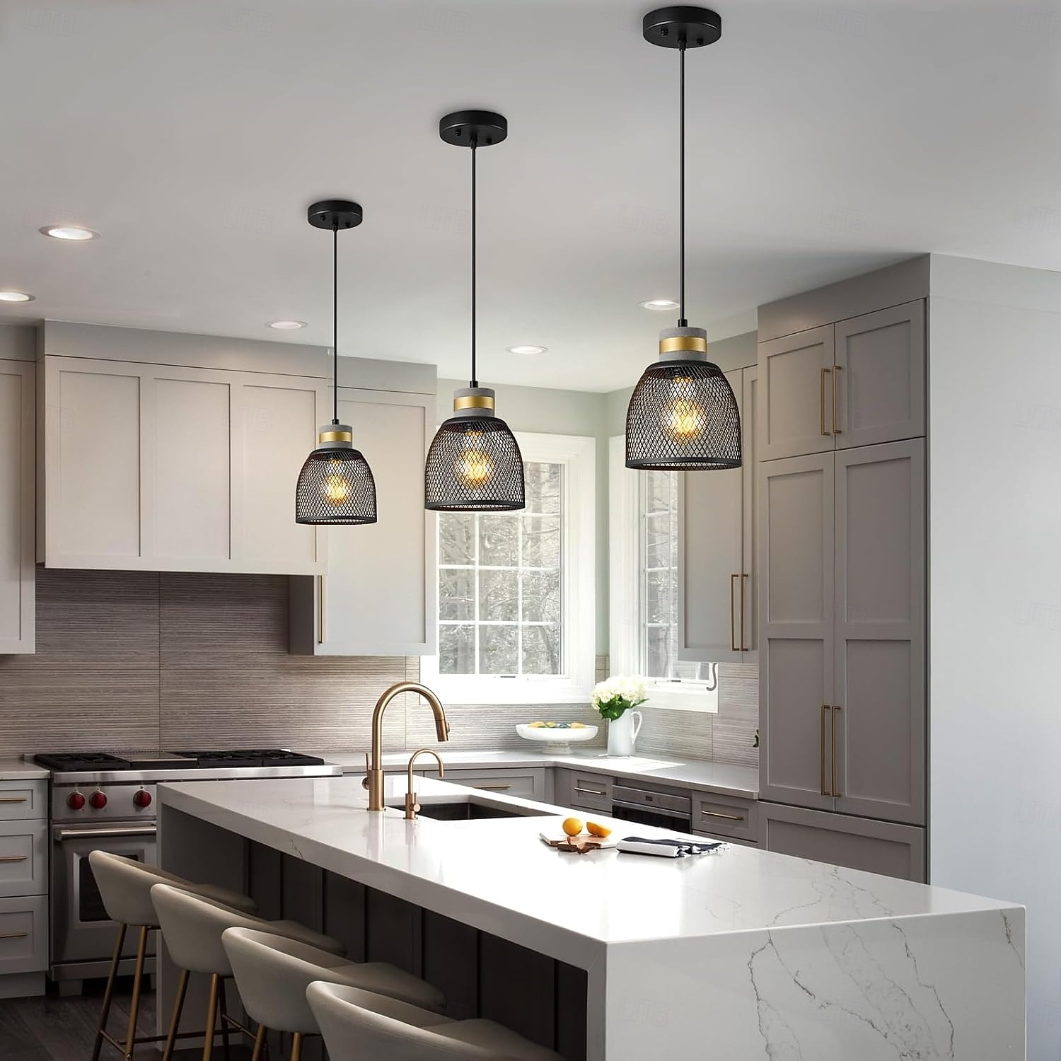 lampada a sospensione in cemento paralume in rete metallica lampada a sospensione industriale moderna in cemento 110-240v del 2025 a $76.99 –P4