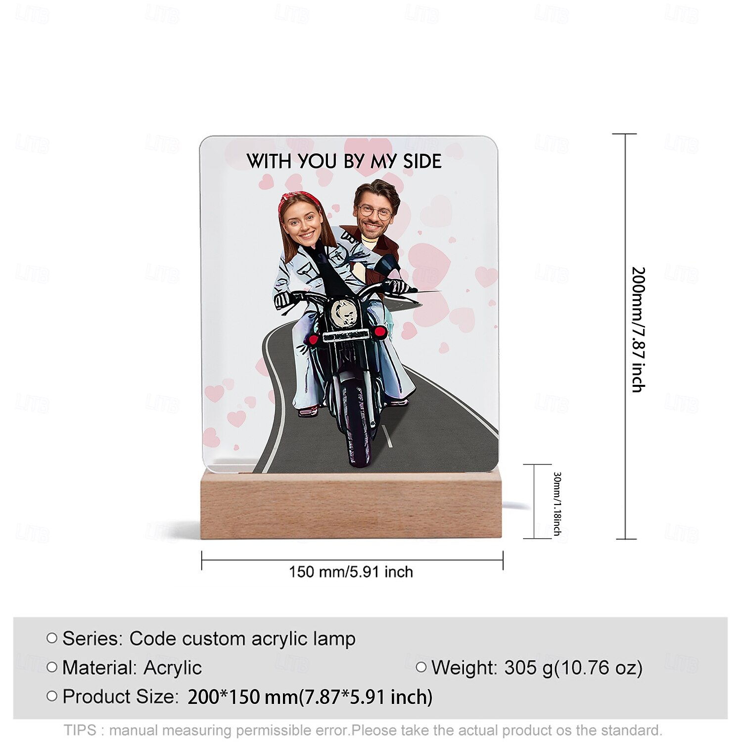 1pc Personalized Acrylic Night Light – Light Up Your Photo Frame Customized Couple Riding Motorcycle Design with Big Head Photos Perfect for Unique Gift for Lovers Couples 2025 - $32.99 –P1
