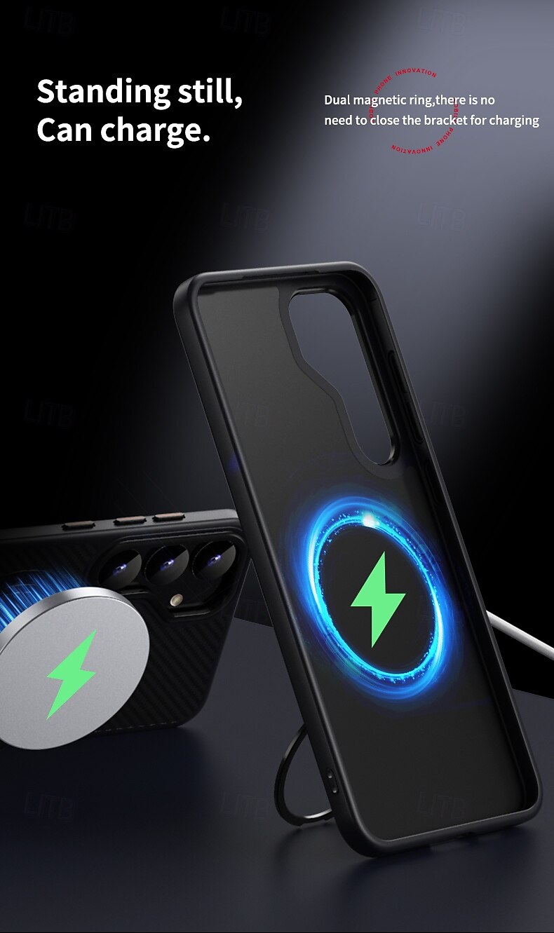Phone Case For Samsung Galaxy S24 S24 Ultra Plus S23 S23 Ultra S25 Ultra Back Cover with Stand Holder Magnetic Support Wireless Charging Retro TPU PC 2025 - $23.99 –P3