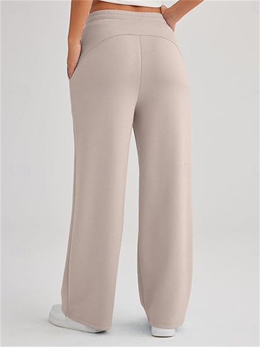 Women's Sweatpants Wide Leg Pants Trousers Active Streetwear Casual Full Length Mid Waist Plain Pocket Drawstring Elastic Waist Breathability Soft Comfortable Micro-elastic Outdoor Street Daily 2025 - $23.99 –P19