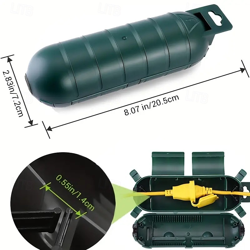 1 pieza de cubierta de cable de extensión para exteriores - conector de enchufe resistente a la intemperie negro/verde con sello de seguridad externo 2025 - $7.99 –P4