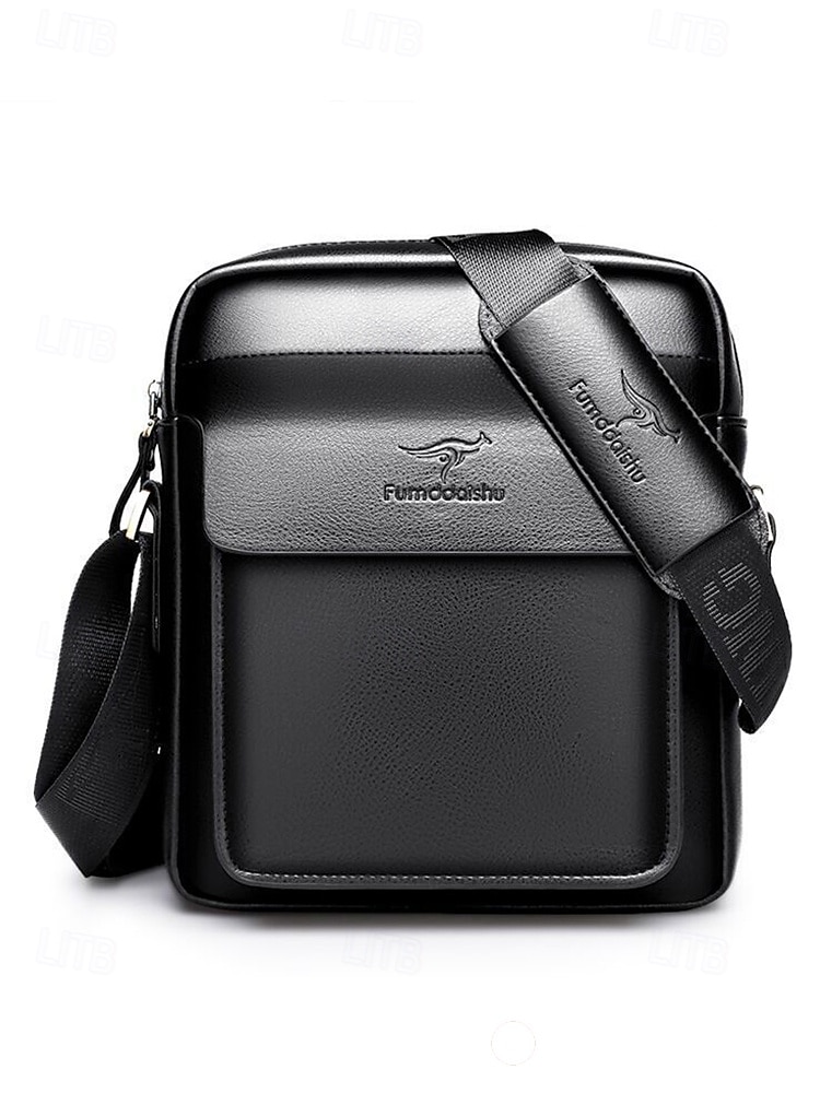 pánská hnědá černá crossbody kabelka z umělé kůže s nastavitelným ramenním popruhem - stylová a praktická taška přes rameno, messenger taška do práce, na cesty i každodenní nošení 2025 - $32.99 –P9
