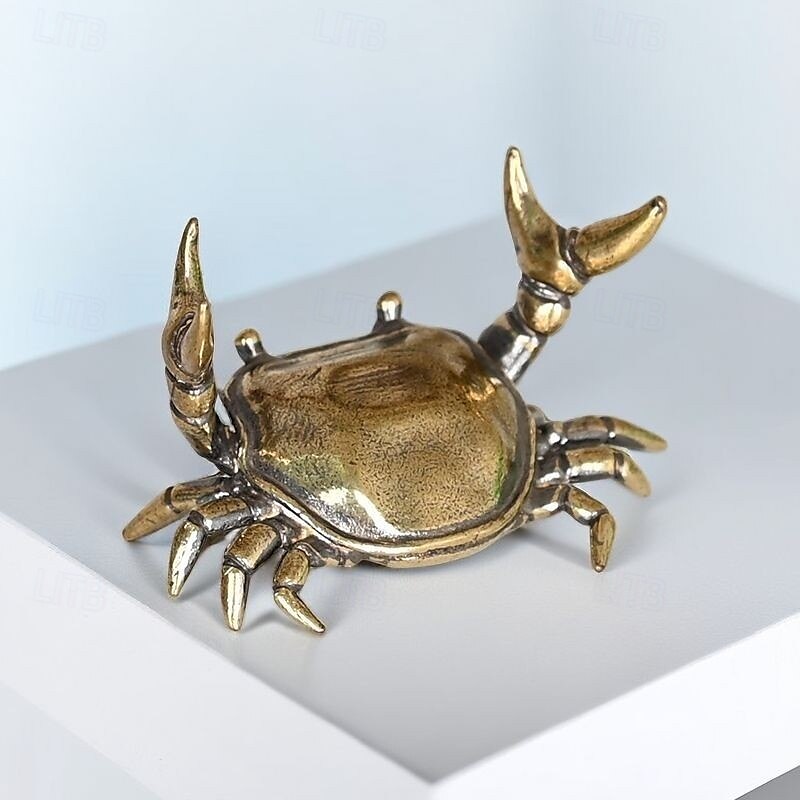 figurine de crabe vintage en cuivre plaqué, décoration de bureau en crabe d'haltérophilie, ornement de table à thé créatif, porte-stylo et décoration de bureau artisanale de 2025 ? $9.49 –P4