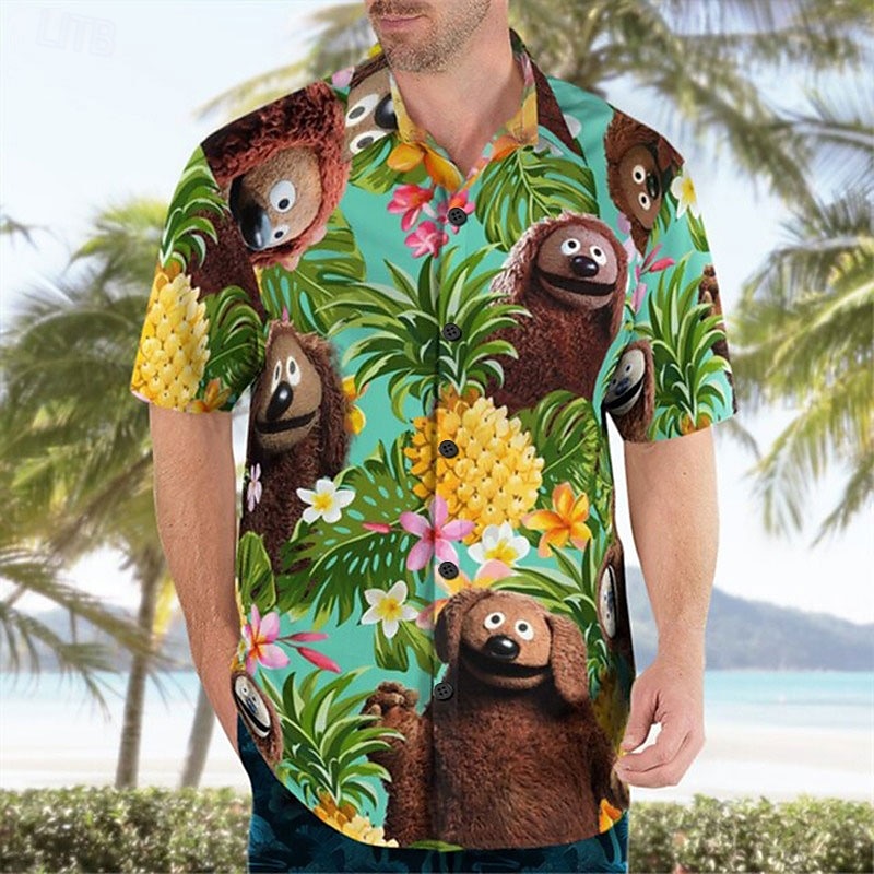 Per uomo Pop art Ananas Hawaiano Camicia Camicia estiva Camicia hawaiana Manica corta Camicia Collo ripiegabile Hawaiano Originale Informale Esterno Strada Informale Rosso verde Verde chiaro Blu Con del 2025 a $3.09 –P8