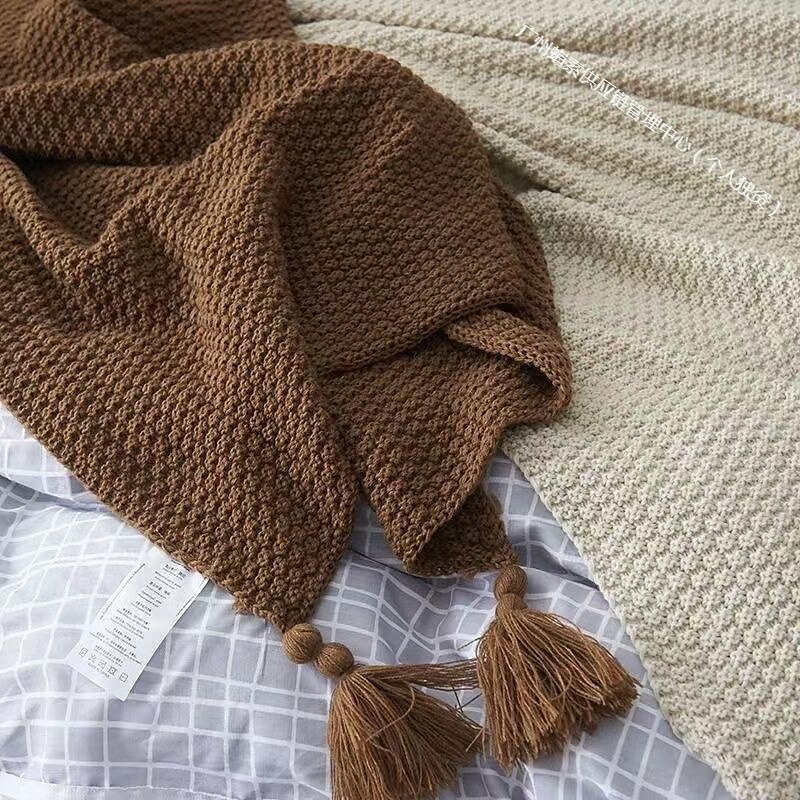Fringed Ribbed Knit Blanket Solid Color Throw for Bed and Sofa Stylish and Cozy Design Perfect for Lazy Days, Fashionable Shawls, or Home Textiles Soft and Comfortable for Year-Round Use 2025 - $39.99 –P8