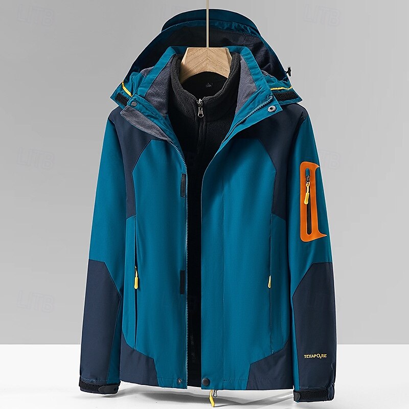 Hombre Chaqueta Softshell Chaqueta para senderismo Invierno Al aire libre Bloque de color Mantiene abrigado Resistente al Viento Resistente al Agua Chaquetas 3-en-1 Chaqueta cortavientos Viaje Negro 2025 - $62.39 –P5