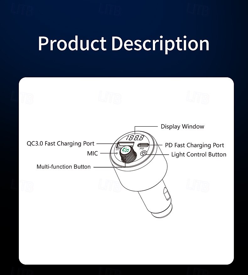 2025年 車用 Bluetooth 5.3 FM トランスミッター PD 30W + QC 3.0 デュアルポート 高速カーチャージャー ワイヤレス FM ラジオ Bluetooth カーアダプター ハンズフリー通話機能付き  コレクション – $38.99 –P14