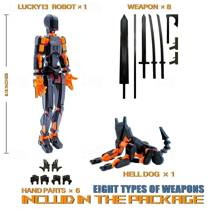 (Assembly Completed) T13 Action Figure Set 3D Printed Toys Robo 13 Action FigureDummy 13 Titan 13 Action Figure (Black  Orange) Christmas Gift 2026 - $19.99 –P2