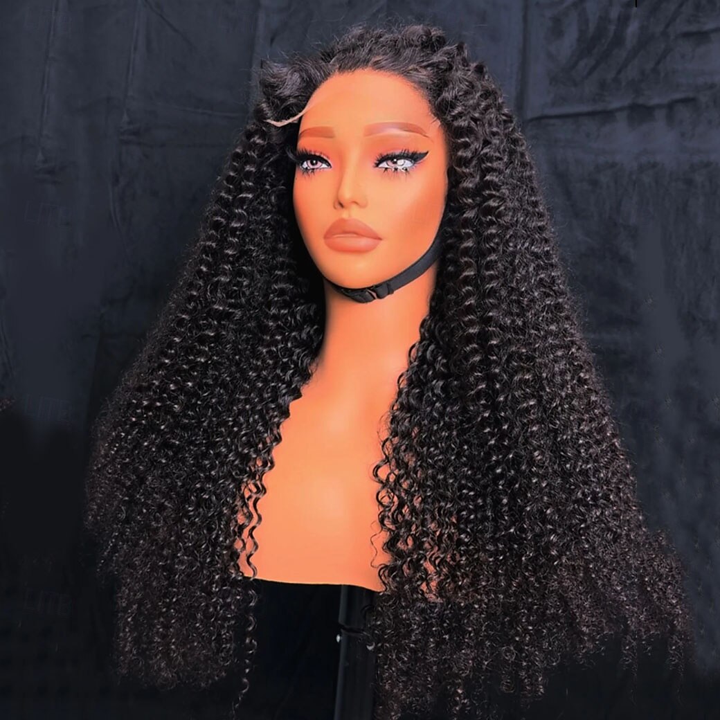 Human Hair 5x5 Closure 13x4 Lace Front Wig Free Part Brazilian Hair Kinky Curly Black Wig 130% 150% Density with Baby Hair Natural Hairline 100% Virgin Glueless Pre-Plucked For Women Long Human Hair 2025 - $235.69 –P3