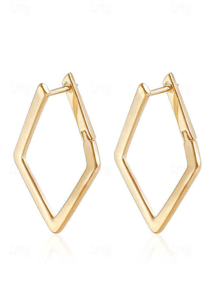 orecchini a cerchio in oro geometrici minimalisti a forma di diamante: gioielli eleganti per le donne, perfetti per l'uso quotidiano e per le occasioni speciali del 2025 a $9.99 –P7