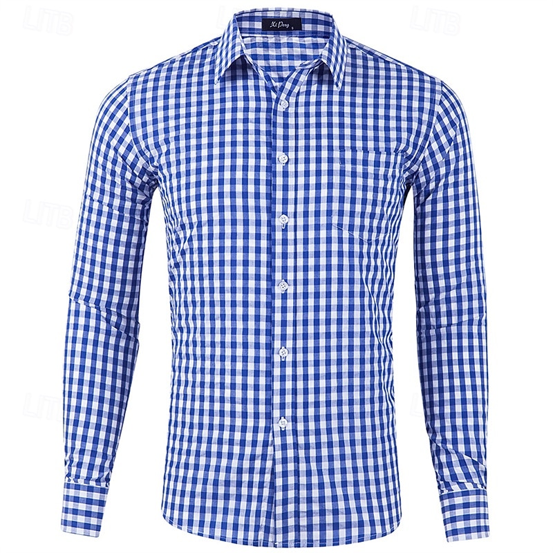 Men's Shirt Dress Shirt Button Up Shirt Plaid Wedding Party Black Pink Red Brown Long Sleeve Lapel Spring &  Fall Clothing Apparel 2025 - $29.99 –P9