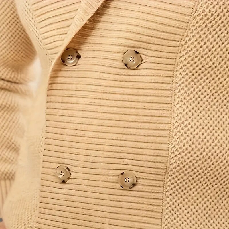 Hombre Vestido Suéter Chaqueta de Punto Suéter de punto Estriado Tejer Tops regulares Abotonar Bolsillos laterales Color sólido Diseño Moda Clásico Ropa Cotidiana Cita Ropa Otoño invierno Negro Color 2026 - $39.99 –P4