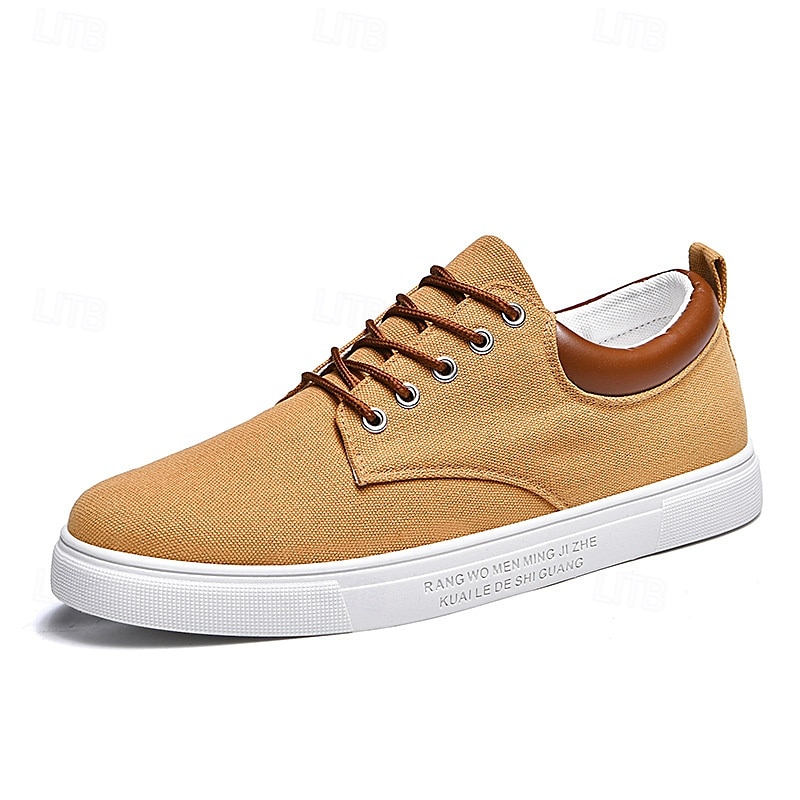 Men's Tan Canvas Sneakers with Lace-Up Design, Stylish and Comfortable Casual Shoes for Everyday Wear 2025 - $42.99 –P6