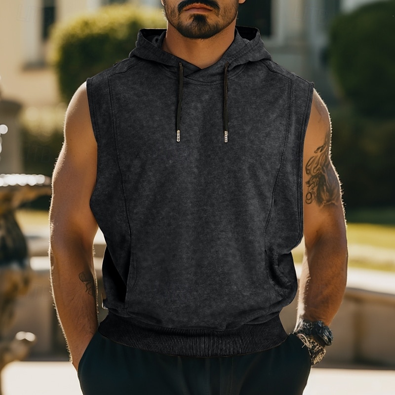 Ανδρικά Αμάνικη Μπλούζα Αμάνικη κουκούλα Αμάνικο Με Κουκούλα Καλοκαίρι Άνοιξη Φθινόπωρο Βίντατζ Κορδόνι Ξεθωριασμένος Causal Ρούχα Γυμναστικής Βαθυγάλαζο Μαύρο Γκρίζο Κορυφαίο μπλουζάκι για άνδρες 2026 - $20.99 –P4
