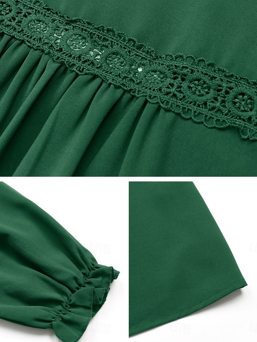 Women's Casual Dress Mini Dress Ruched Casual V Neck Long Sleeve Green Color 2025 - $41.99 –P3
