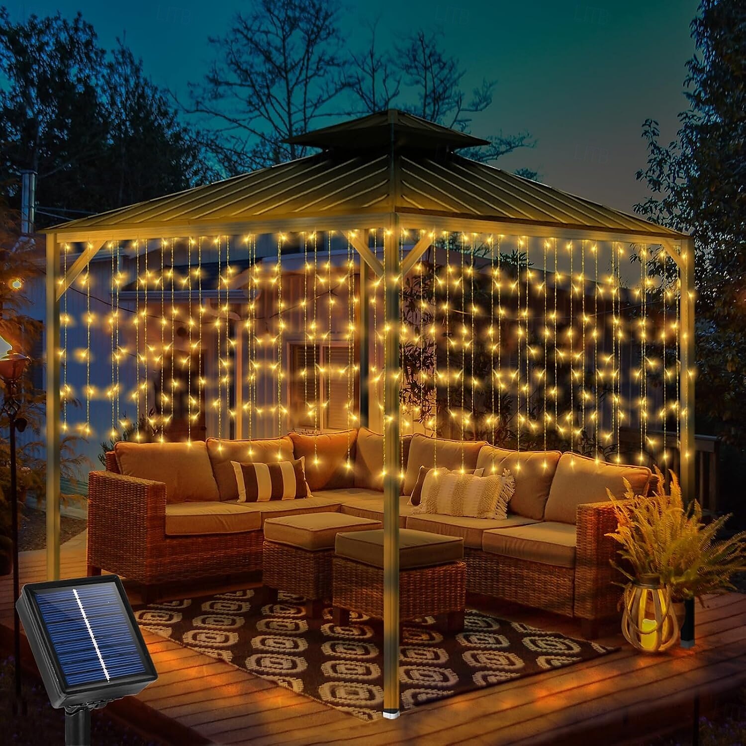 luci a stringa da 3 m alimentate ad energia solare 300 LED con telecomando a 13 tasti bianco caldo bianco freddo blu luci natalizie per interni festa matrimonio 1 pz del 2025 a $32.99 –P12