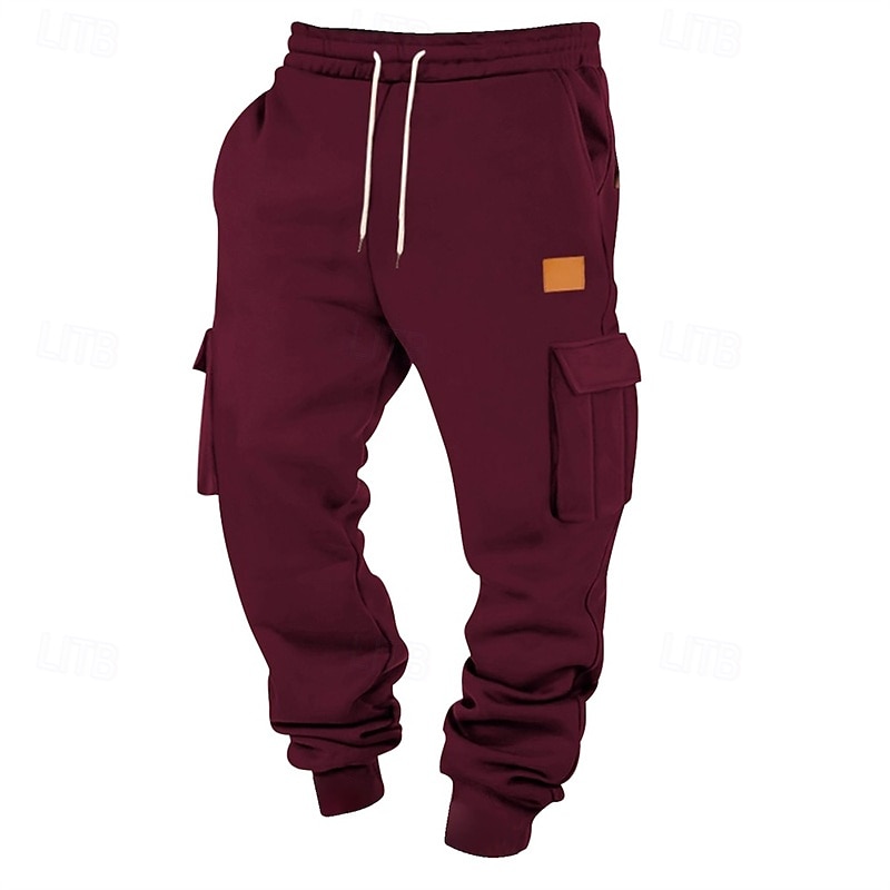 Homens Calça de moletom cargo Corredor Calça esportiva Calças Com Cordão Bolsos Cintura elástica Tecido Conforto Diário Esportes Moda Casual Preto Branco Micro-Elástica de 2026 por $22.99 –P8