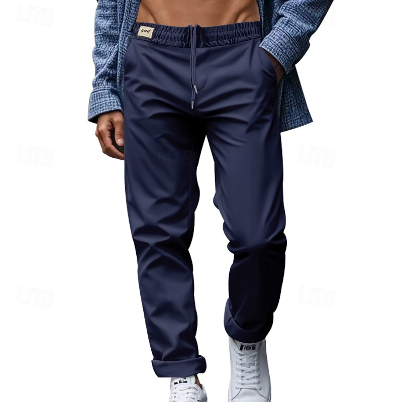 Homens Social Calças Calças de Terno Bolsos Com Cordão Cintura elástica Tecido Conforto Resistente a rugas Comprimento total Festa O negócio Diário Elegante Moda Preto Branco Micro-Elástica de 2025 por $21.99 –P10