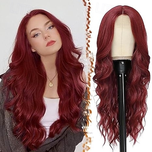 parrucca lunga ondulata parrucche lunghe per donne riga in mezzo capelli sintetici dall'aspetto naturale parrucche daenerys parrucche cosplay coustume del 2025 a $19.99 –P3