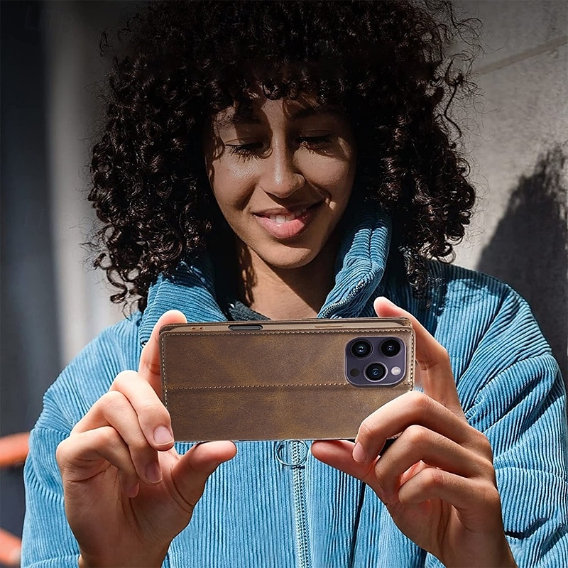 telefon Carcasă Pro iPhone 16 15 14 Pro Max Plus iPhone 13 12 11 Pro Max Mini Flip Cover se stojánkem Magnetické Slot pro kartu Retro TPU PU kůže 2025 - $15.99 –P9