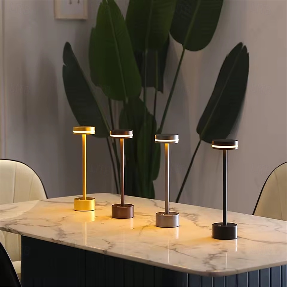 lampada da scrivania retrò in alluminio ricaricabile tramite usb - luce notturna da tavolo con controllo touch 1 pz del 2025 a $30.99 –P4