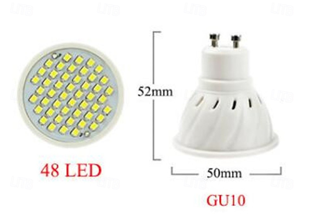 2025年 10個gu10 LEDスポットライト電球 - AC 220V、2835 SMD LEDランプ、48/60/80 LED、家庭やオフィス用の省エネ屋内照明  コレクション – $25.99 –P1