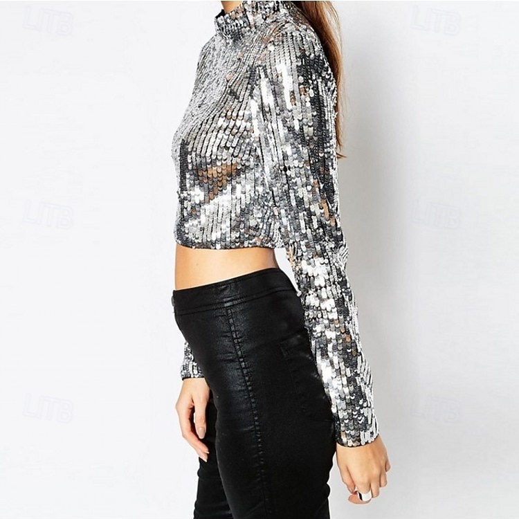Retro / vintage Lata 80 Crop top Cekiny Strój na bal maskowy Damskie Halloween Bal maskowy Spektakl Parada równości Miesiąc Dumy Dla dorosłych Top 2025 - $38.99 –P2