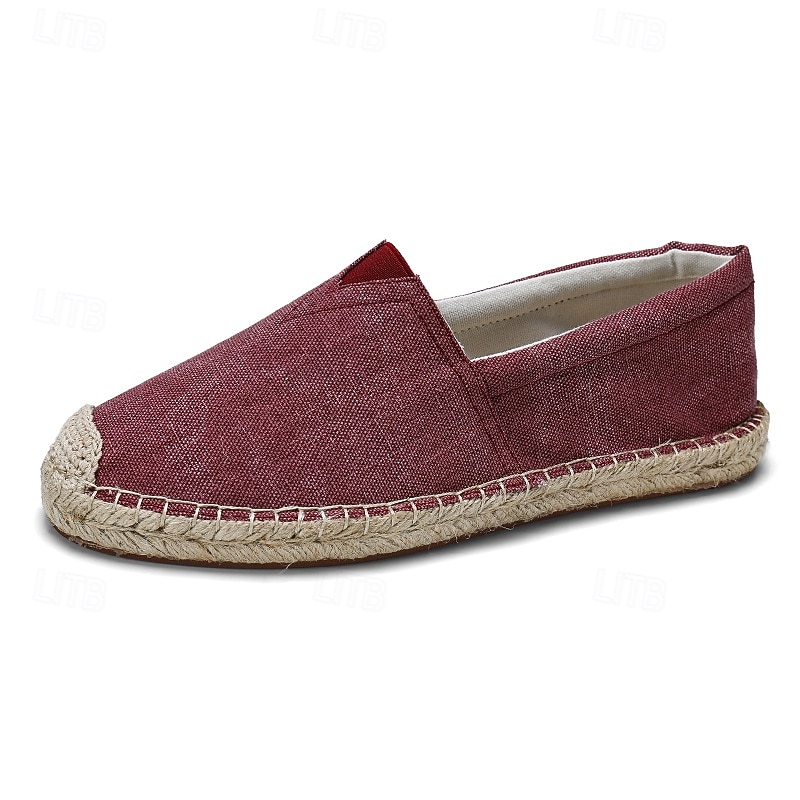 Men's Red Canvas Espadrille Slip-On Shoes with Jute Rope Sole – Comfortable Summer Footwear 2025 - $42.99 –P5