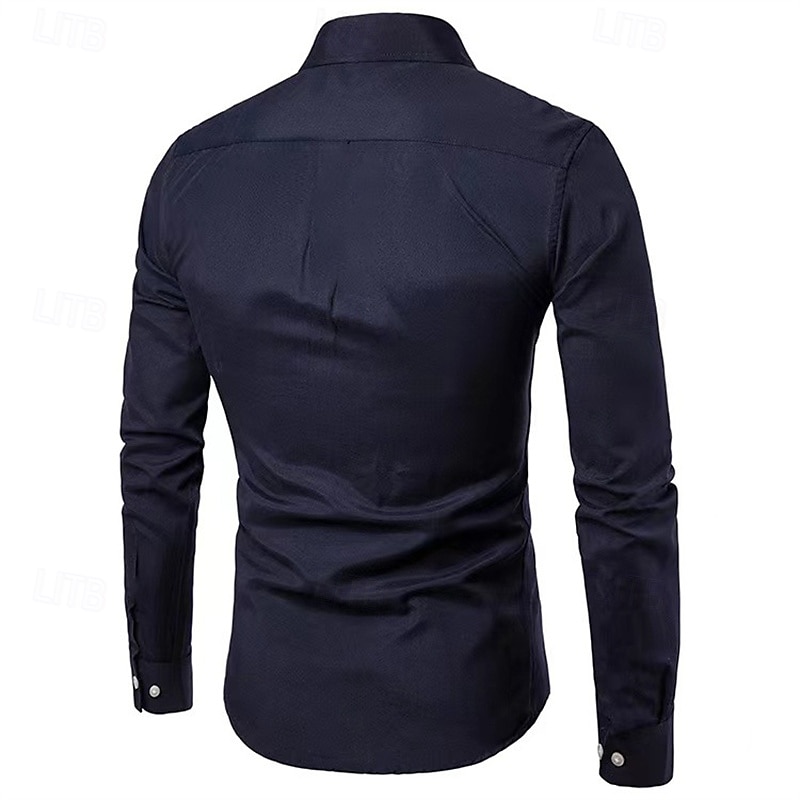 Herren Hemd Oberhemd Knopfhemd Glatt Hochzeit Party Schwarz Weiß Rosa Marineblau Langarm Kargen Frühling & Herbst Bekleidung Tasche 2025 - $19.99 –P10