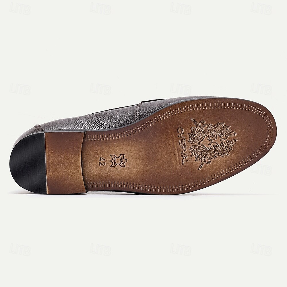 Loafers i premiumkoskinn för män med accent av guldspänne, klassiska formell slip-on skor för affärer, arbete och vardagliga tillfällen 2025 - $94.99 –P5
