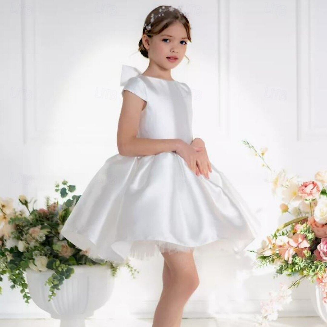 kinderkleidung Mädchen Blumenmädchen Kleid Kleid für die Erstkommunion Party Kleid Feste Farbe Ärmellos Leistung Hochzeit Party Gitter Prinzessin Süß Gitter Mitte der Wade Etuikleid Tüll-Kleid Sommer 2025 - $79.99 –P3