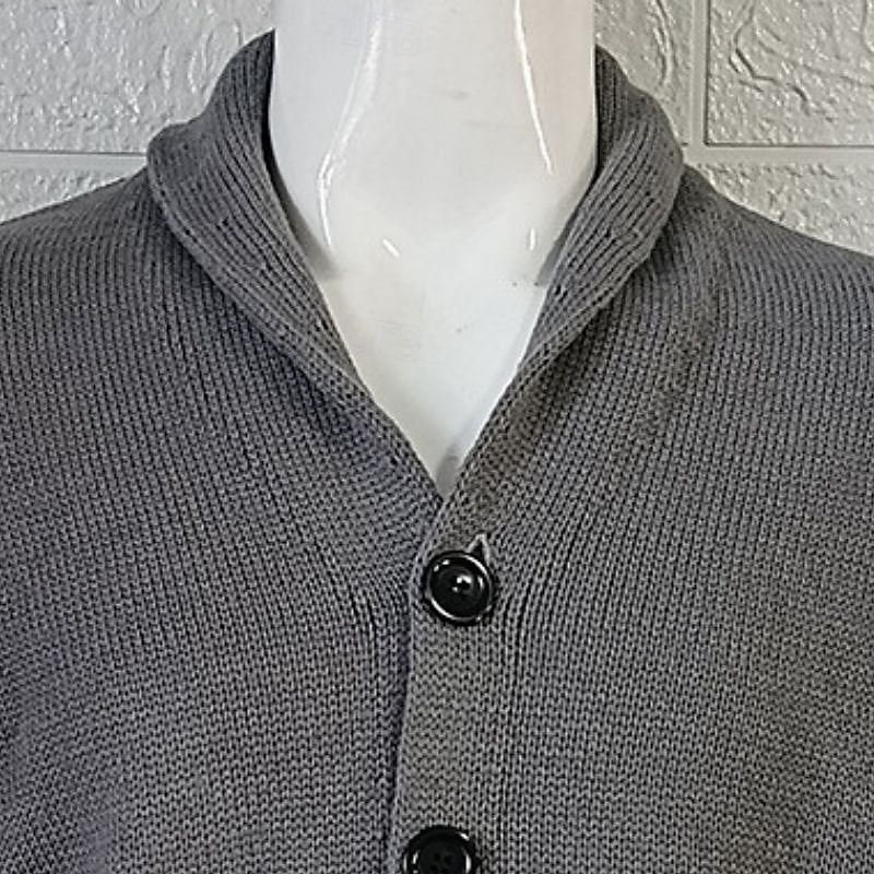 Herren Pullover Strickjacke Kurzer Pullover Gerippt Stricken Knopf Strick Feste Farbe Schalrevers Basic Brautkleider schlicht Täglich Festtage Bekleidung Herbst Winter Schwarz Marineblau S M L 2025 - $38.99 –P1