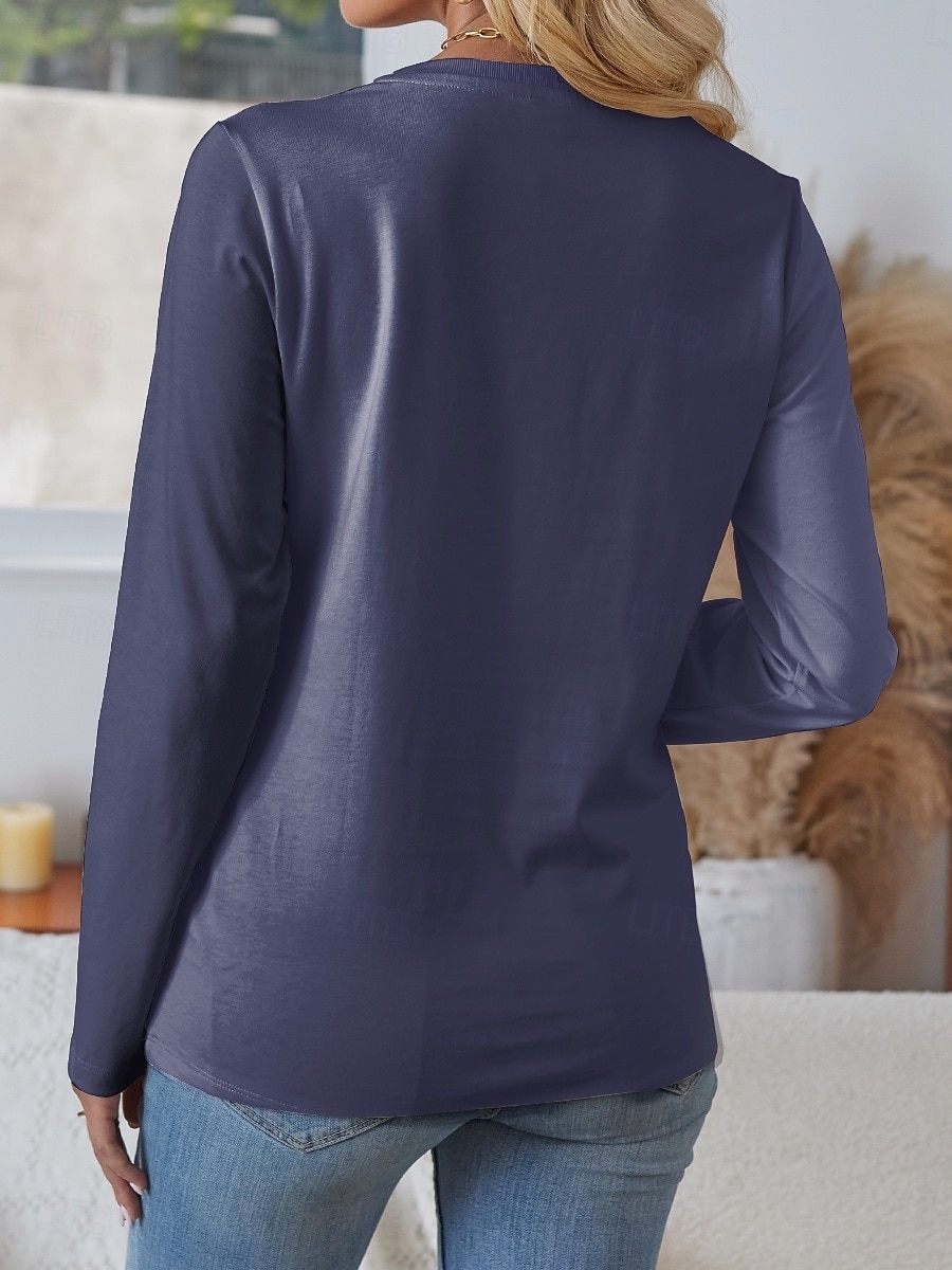 Pentru femei Tricou Animal Scrisă Modă Modern Casual Manșon Lung Stil Nautic Topuri obișnuite Zilnic Sfârșit de săptămână Imprimeu Albastru piscină Toamnă Iarnă 2025 - $22.99 –P2