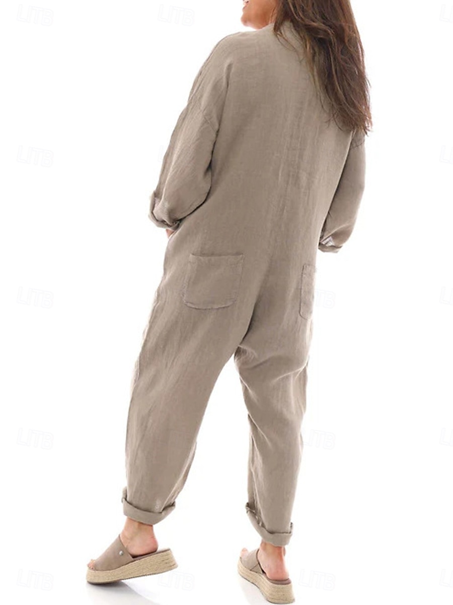Dam Vanligt Jumpsuit Mode Streetwear Fullängd Ensfärgat Lappverk Snabb tork Mateial som andas Microelastisk Svart Blå Grå Vår & Höst Normal 2025 - $36.99 –P2
