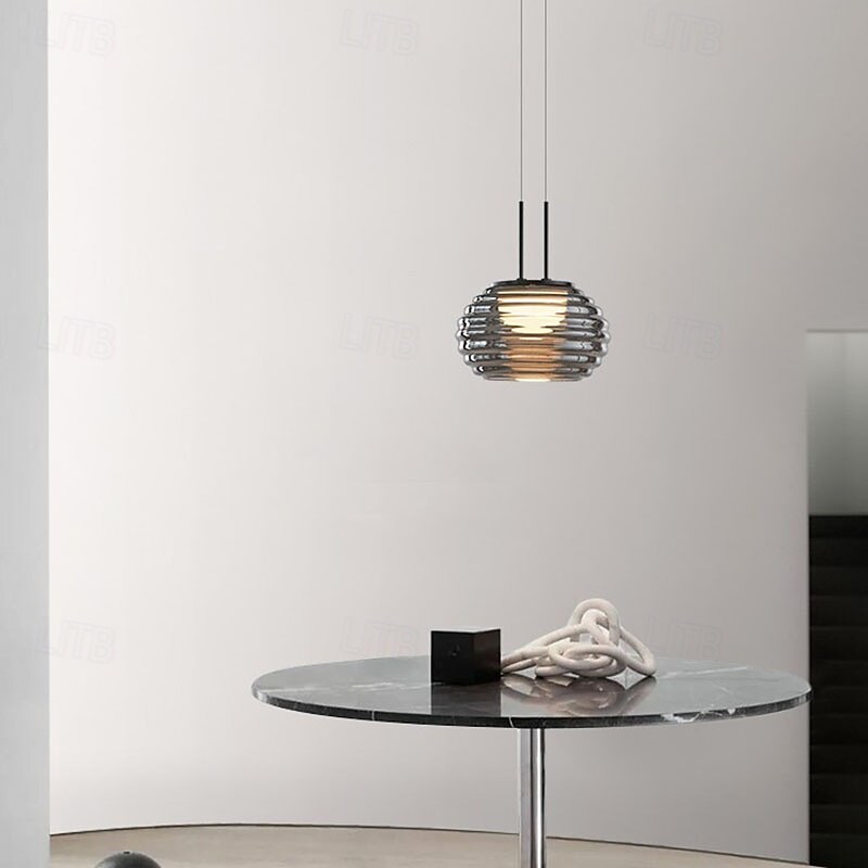 moderno minimalista listrado redondo alumínio vidro led pingente luz 110-240v de 2025 por $160.99 –P5