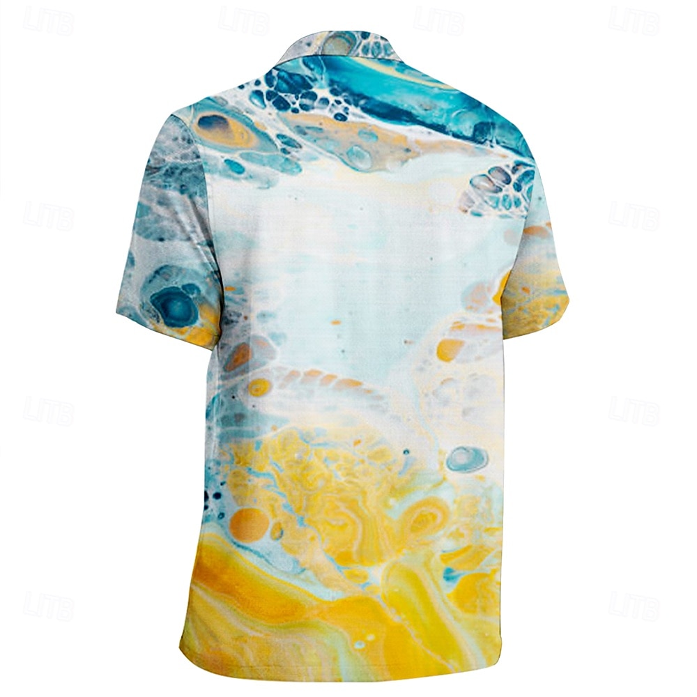 Męskie Ocean Koszula hawajska Koszula Aloha Długi rękaw Hawajskie Ośrodek wczasowy Urlop Codzienny Lato Wiosna Kołnierz stawiany Żółty 2025 - $22.99 –P2
