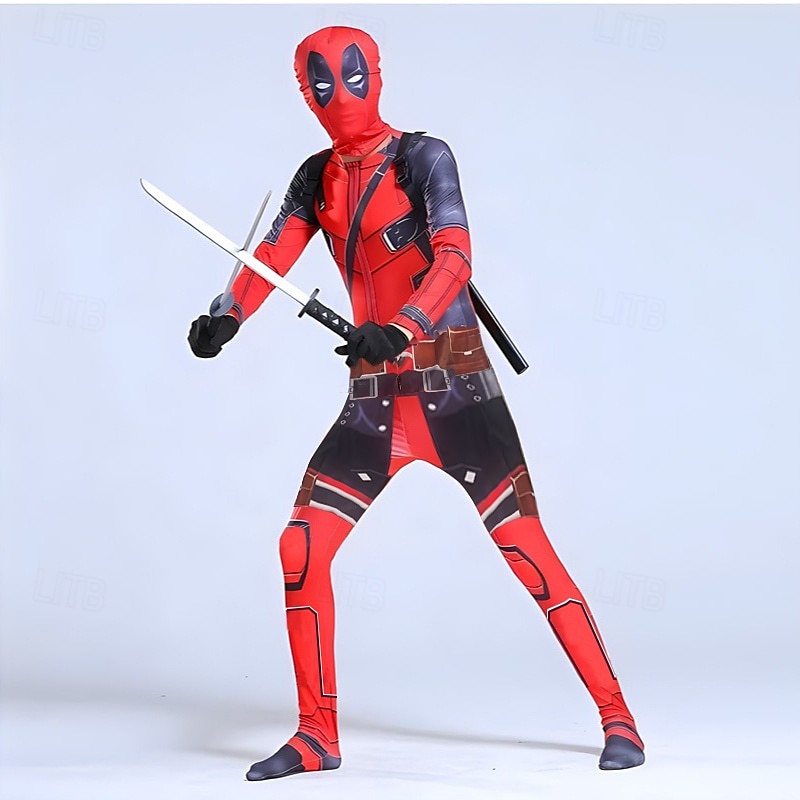 Deadpool og Wolverine Deadpool Cosplay kostyme Bodysuits Film-Cosplay for Herre Gutt Voksen Barn Karneval Maskerade Fest / aften 2025 - $57.99 –P3