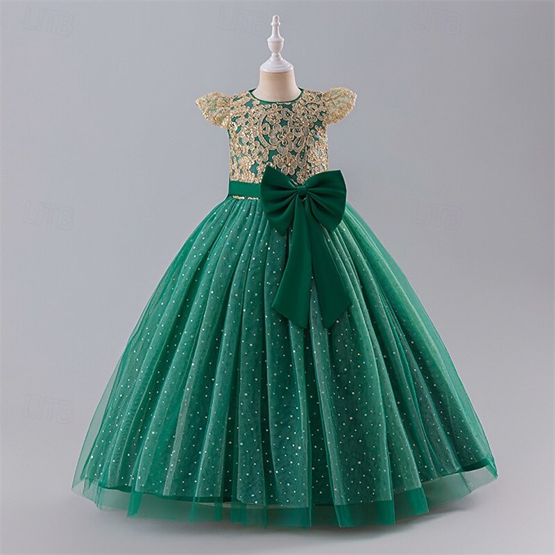 kinderkleidung Mädchen Blumenmädchen Kleid Party Kleid Farbblock Ärmellos Leistung Hochzeit Party Krawattenknoten Schön Süß Polyester Maxi abendkleider Schaukelkleid A Linie Kleid Sommer 4 Jahre + 2025 - $47.99 –P17