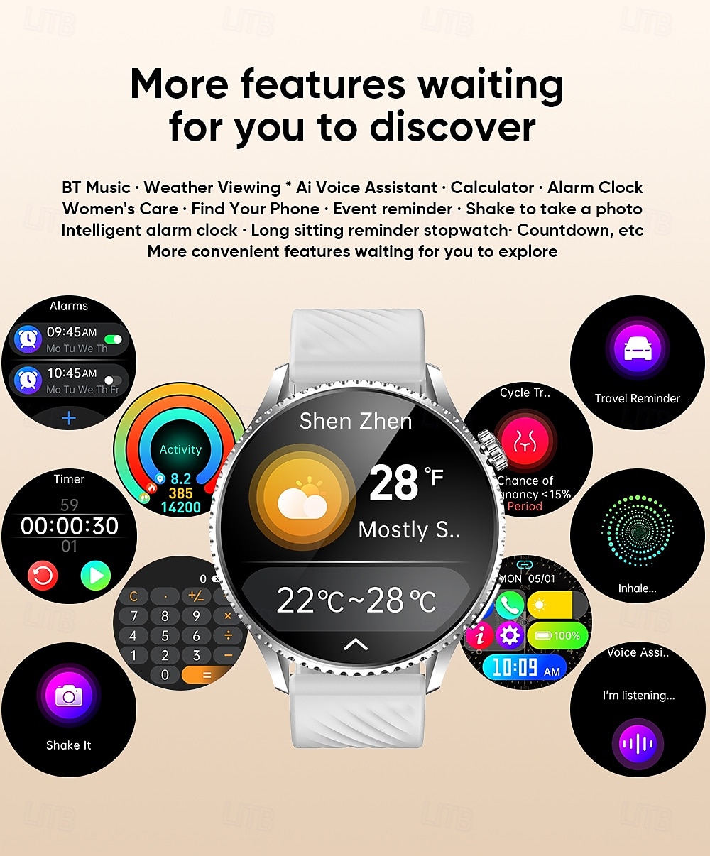 iMosi MT800 Smart Watch 1.56 inch Smartwatch Fitness Running Watch Bluetooth ECG+PPG Temperature Monitoring Pedometer Compatible with Android iOS Women Men Hands-Free Calls Waterproof Media Control 2025 - $78.99 –P15
