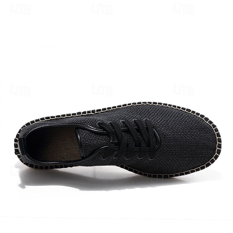 scarpe espadrillas da uomo in tela beige con lacci e suola in corda di juta – comode calzature estive casual del 2025 a $32.99 –P10