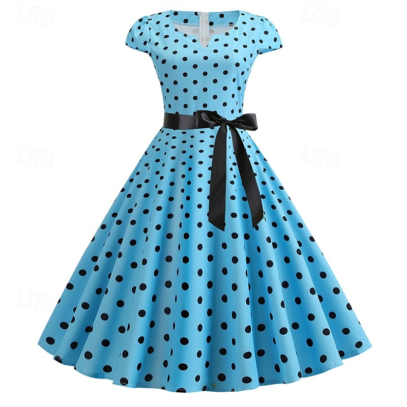 Elegant Classical 1950s Dress Polka Dot A-Line Women's Valentine's Day Event / Party Date Tea Party Adults' Dress Spring & Summer 2025 - GBP £15 –P10