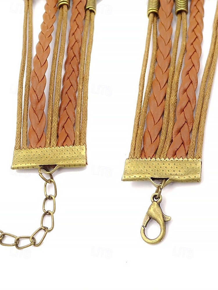 Bracelet en similicuir avec breloque tournesol et motif tressé et citation inspirante – bijoux de style bohème pour femmes, parfaits pour les cadeaux et les tenues décontractées de 2025 ? $7.99 –P4