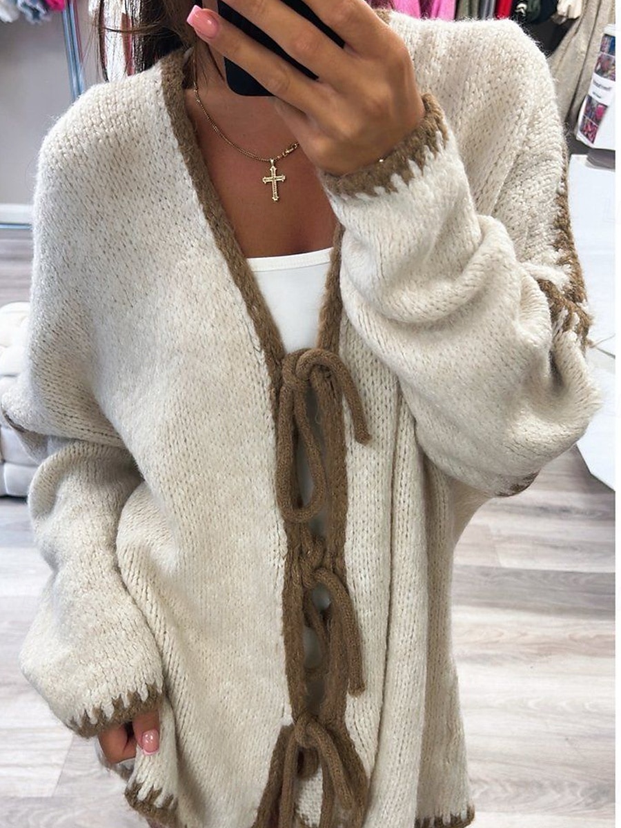 Dames Trui Vest Elegant Modieus Streetwear Heldere kleur Open voorzijde Zak Gebreid Lange mouw Normale tops breien Buiten Dagelijks Weekend Blozend Roze Khaki Herfst Winter 2025 - $35.99 –P3
